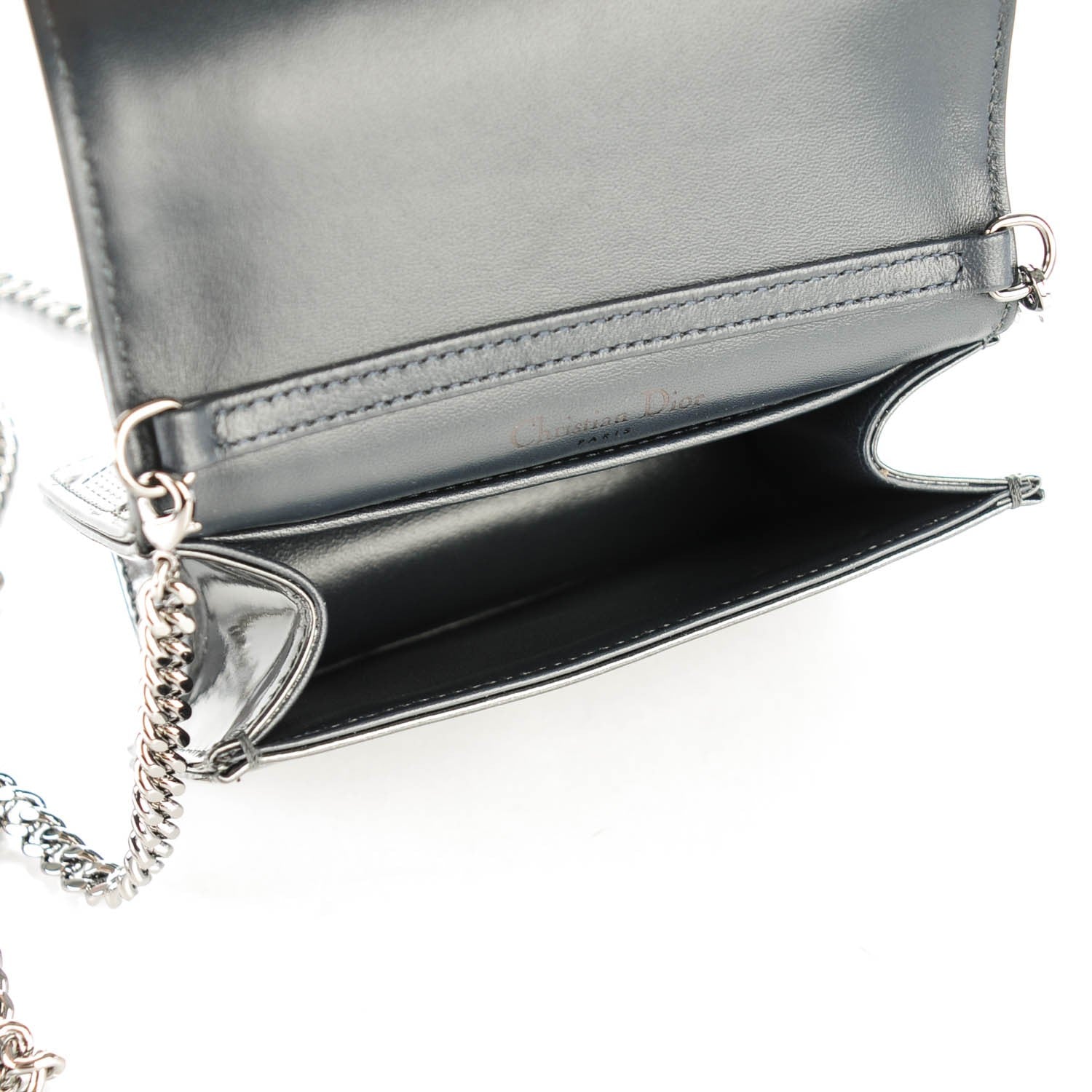 Christian Dior Metallic Patent Micro-Cannage Baby Diorama Flap Bag Onyx Black 5 of 6