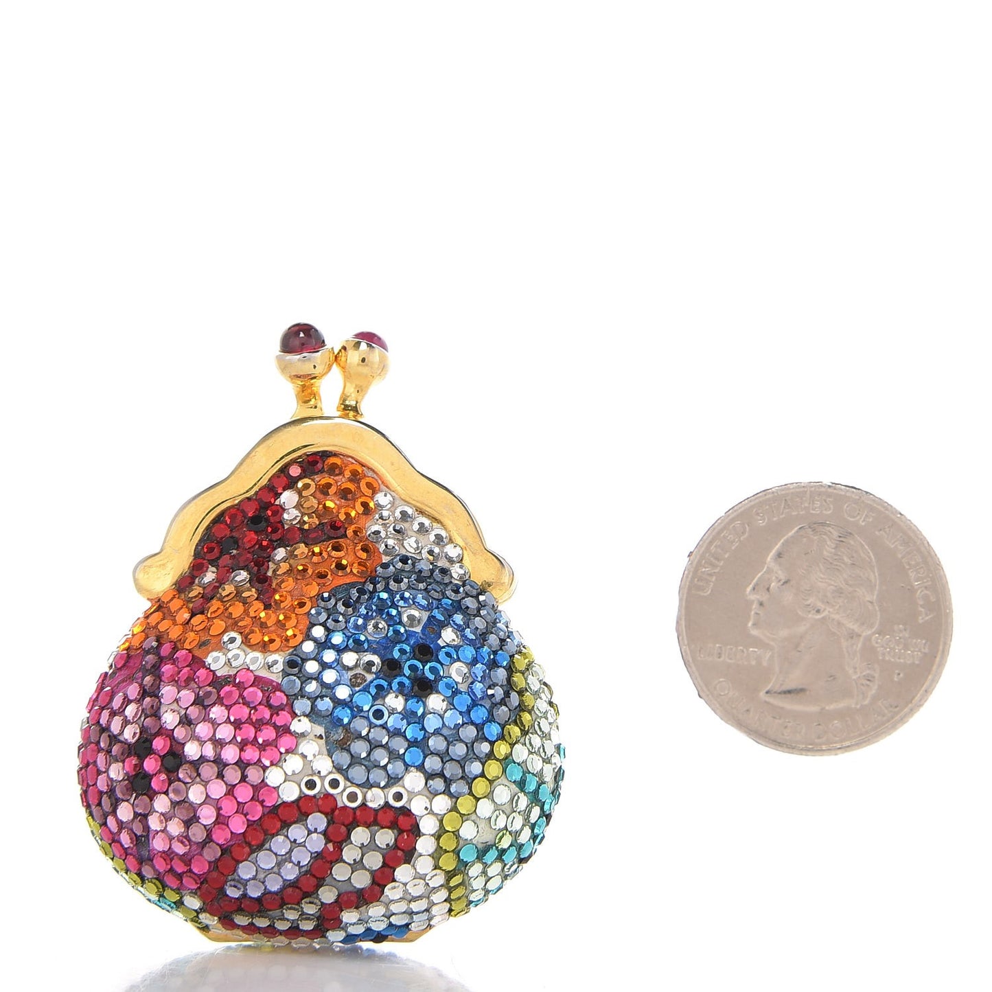Swarovski Crystal Mini Floral Pillbox Coin Purse Multicolor