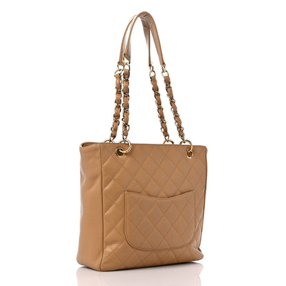 Chanel Caviar Quilted Petit Shopping Tote PST Beige 3 of 11