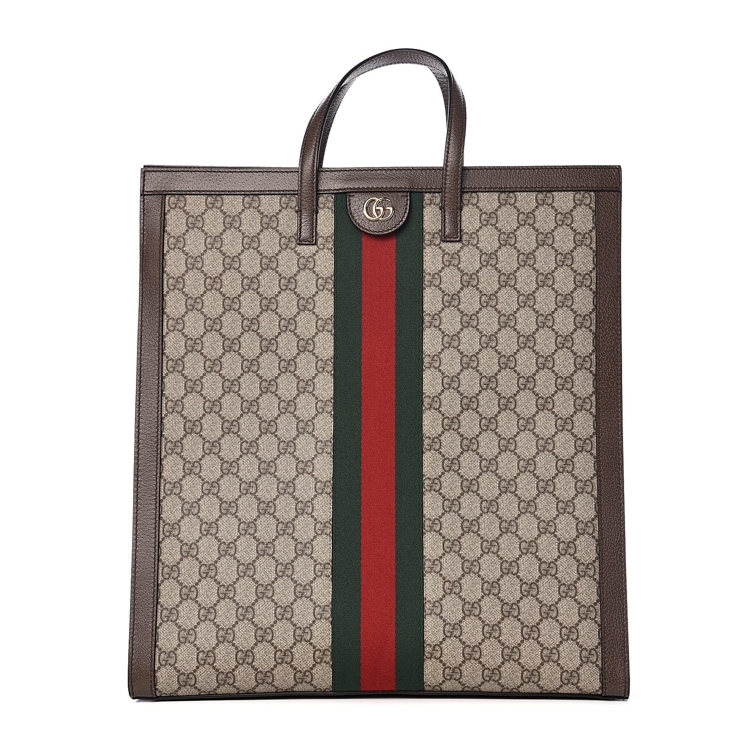 GG Supreme Monogram Web Ophidia Vertical Tote Brown