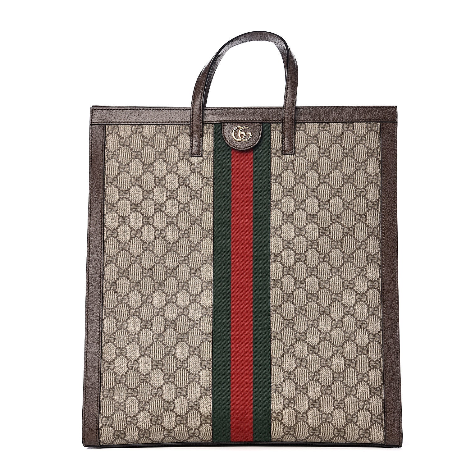 Gucci GG Supreme Monogram Web Ophidia Vertical Tote Brown 1 of 9