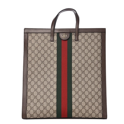 Gucci GG Supreme Monogram Web Ophidia Vertical Tote Brown 1 of 9