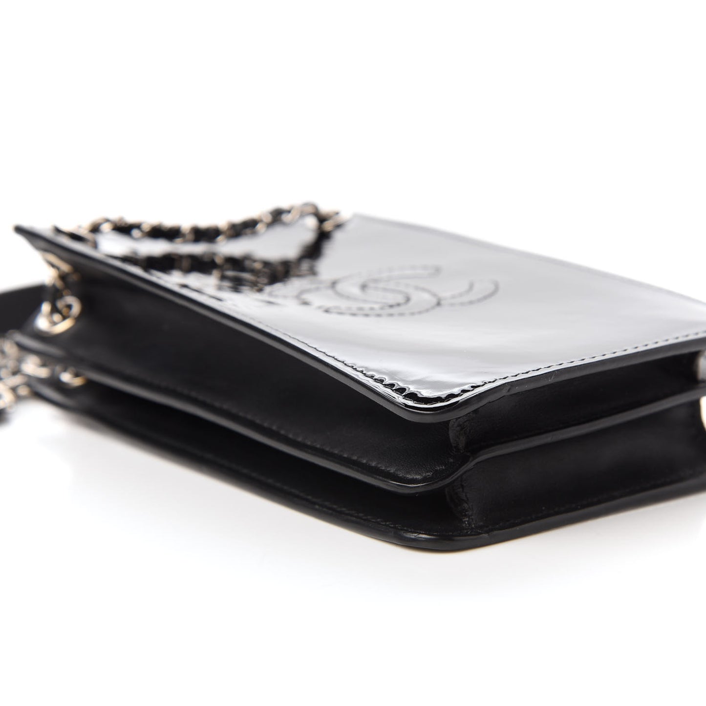 Patent CC Phone Holder Crossbody Black