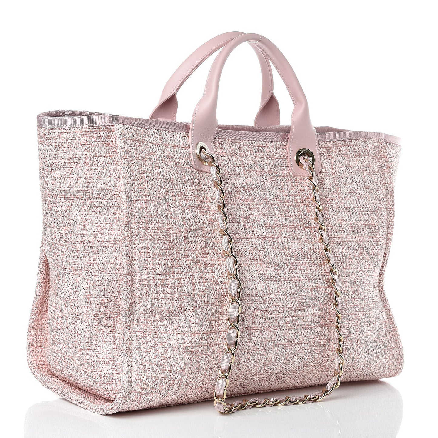 Straw Lurex Large Deauville Tote Pink