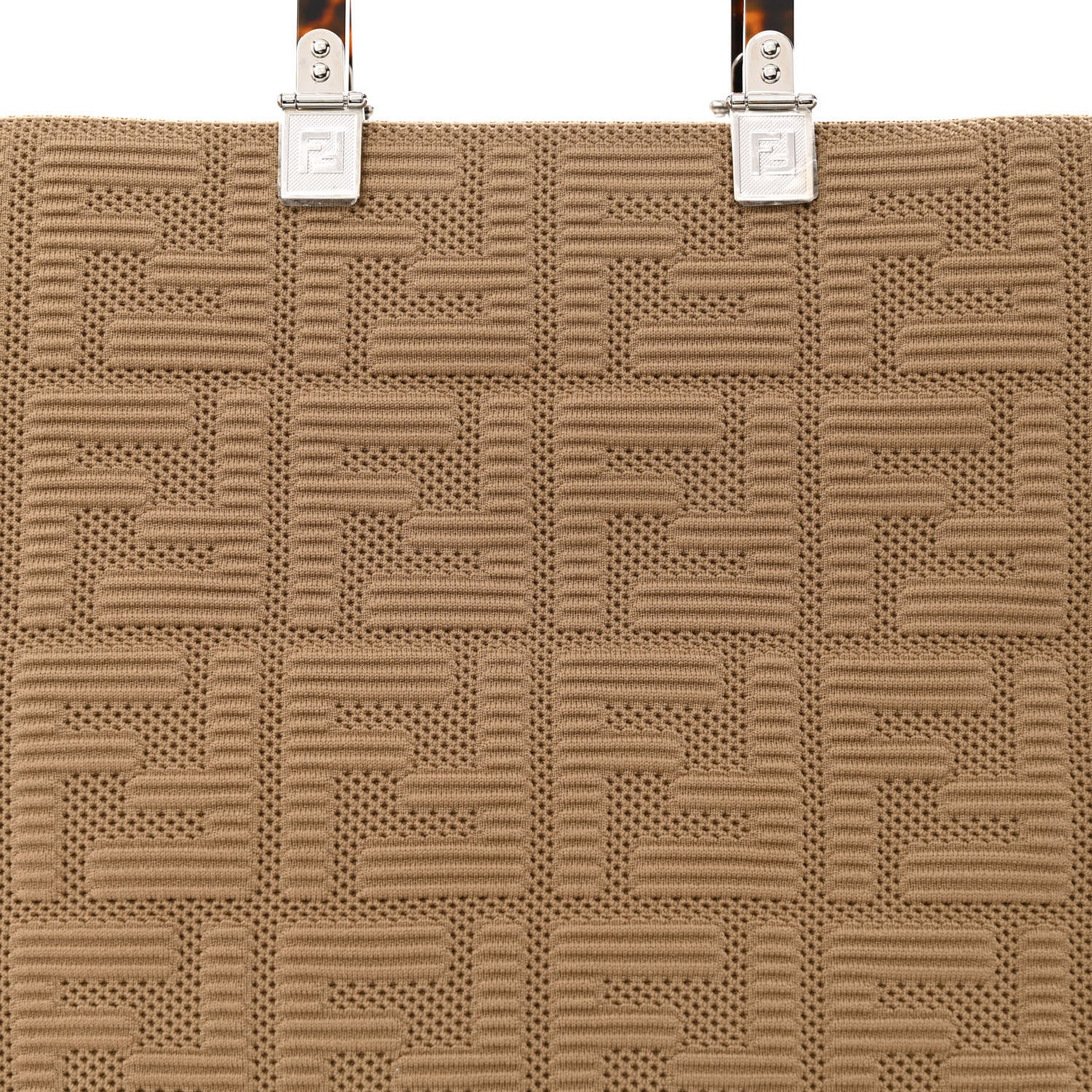 Fendi Technical Fabric Plexiglass FF Large Fendi Sunshine Shopper Tote Sand 8 of 10