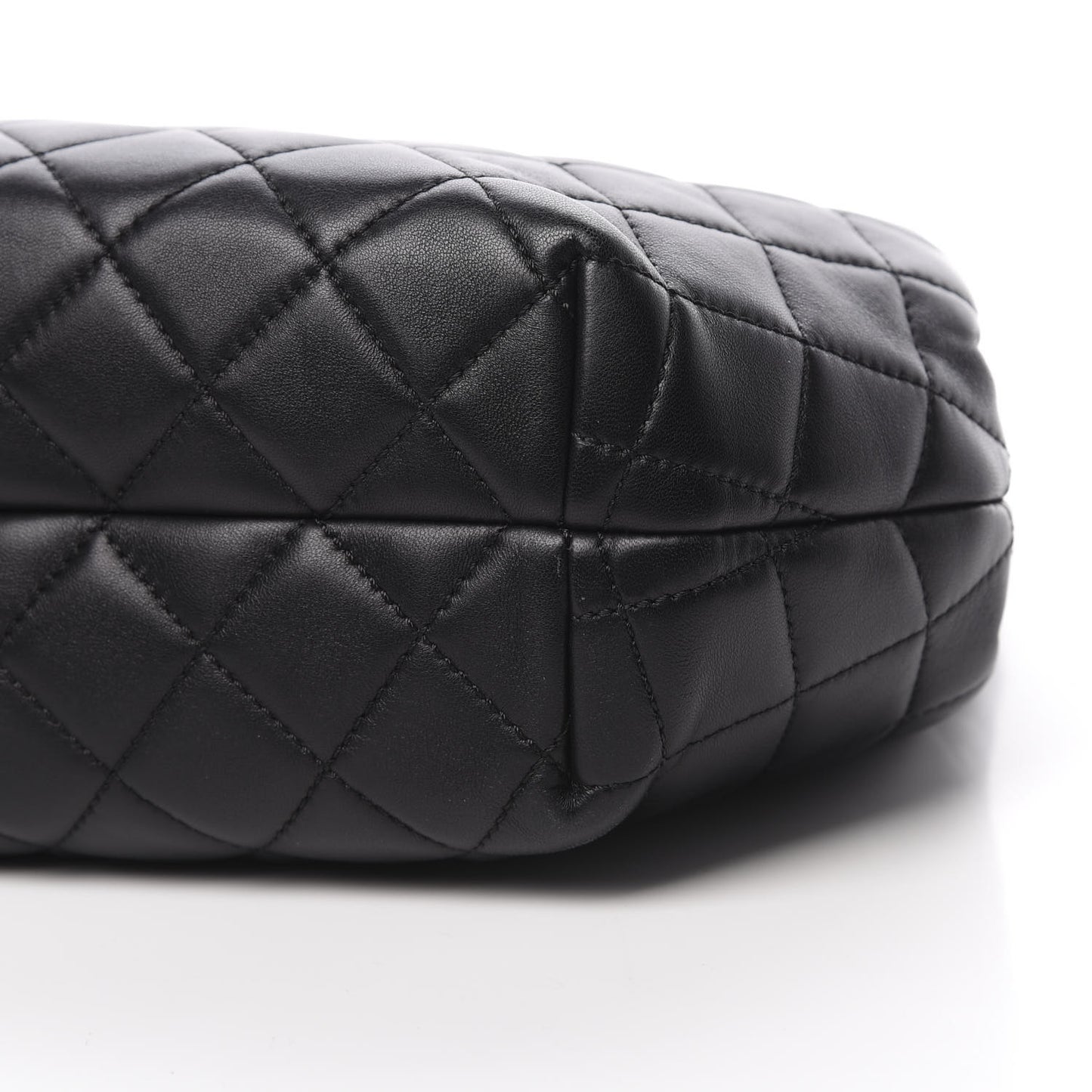 Lambskin Quilted Accordion Tote Black