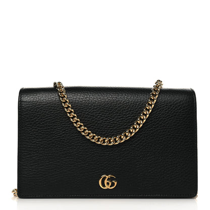 Gucci Calfskin Mini GG Marmont Chain Wallet Black 1 of 9