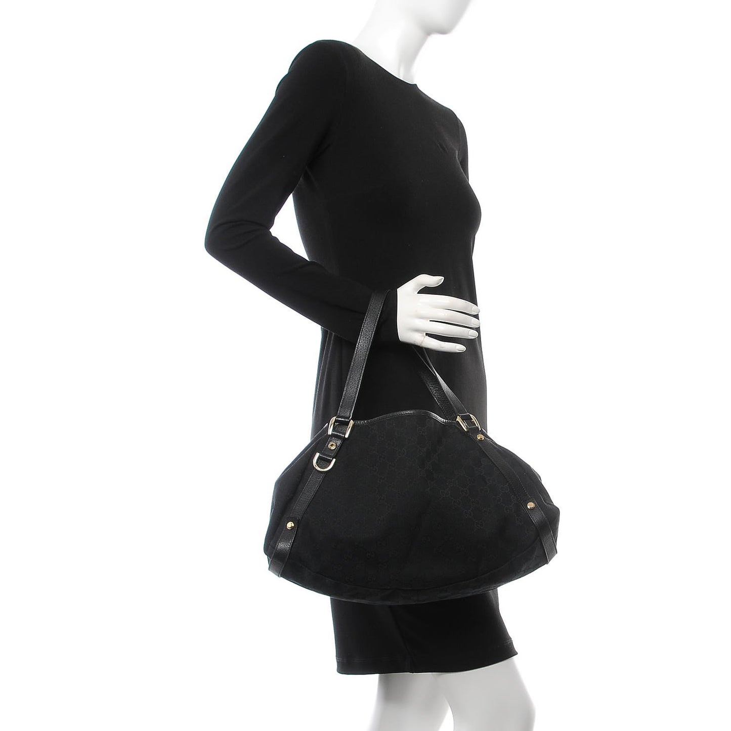 Monogram Medium Abbey Shoulder Bag Black