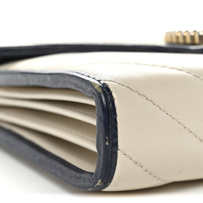 Gucci Vintage Effect Calfskin Matelasse Diagonal Torchon GG Marmont Chain Wallet Mystic White Blue Agata 9 of 16