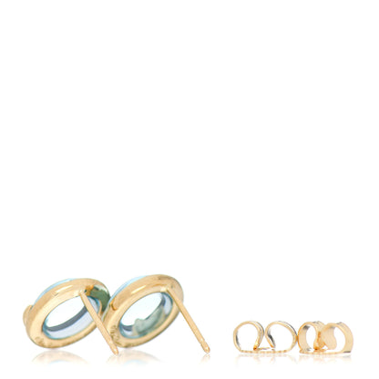 Tiffany 18K Yellow Gold Blue Topaz Paloma Picasso Olive Leaf Earrings 3 of 4