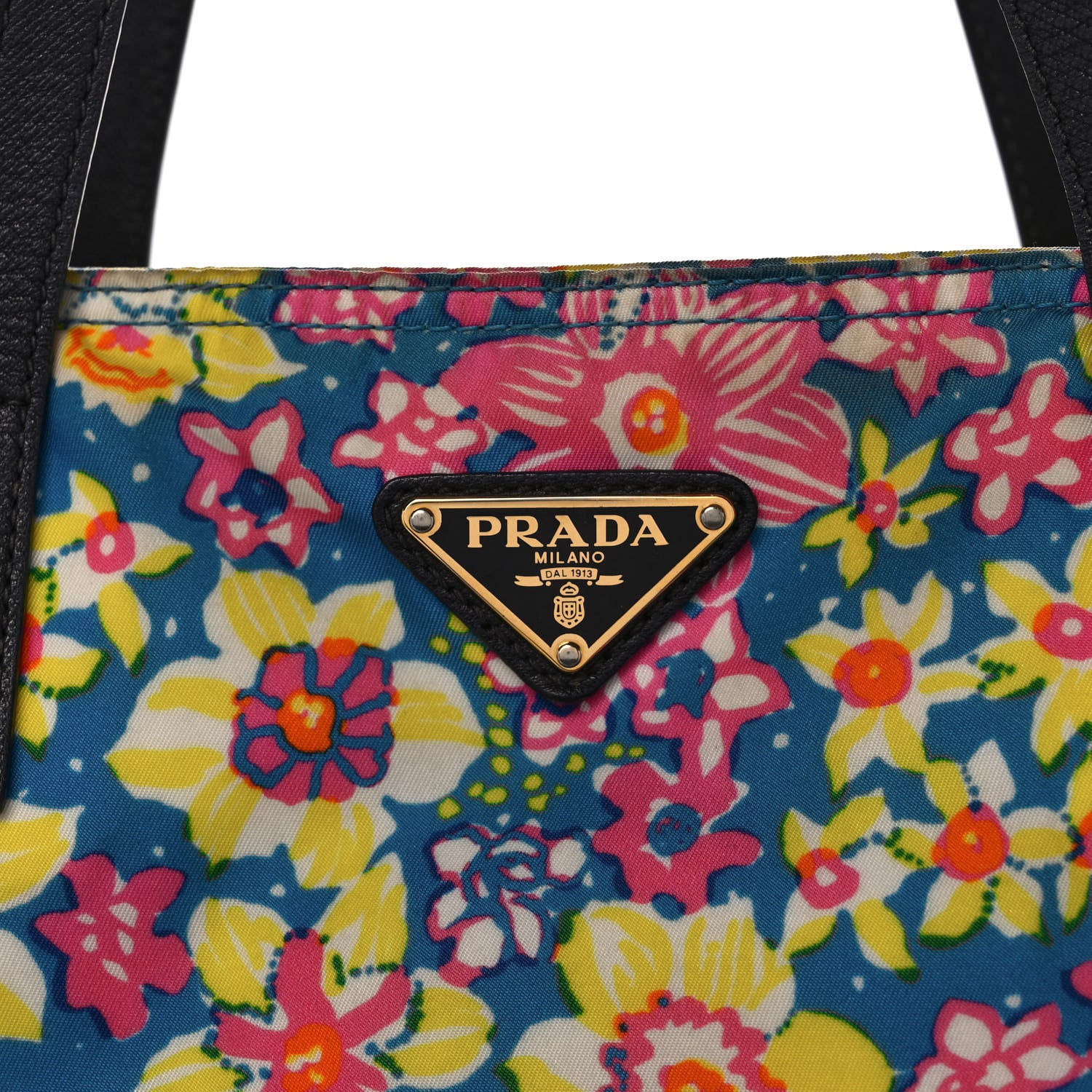 Prada Tessuto Nylon Saffiano Floral Print Tote Multicolor 8 of 12