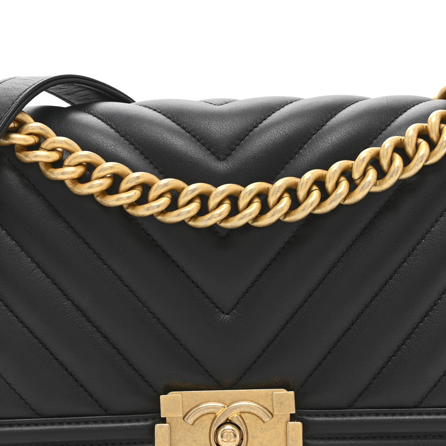 Chanel Calfskin Chevron Quilted Medium Boy Flap Black 8 of 11