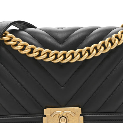 Chanel Calfskin Chevron Quilted Medium Boy Flap Black 8 of 11