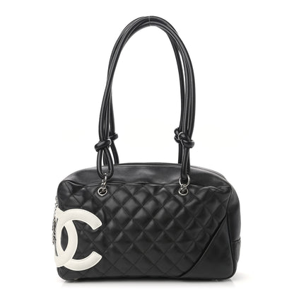 Chanel Calfskin Quilted Large Cambon Bowler Black White 1 of 10