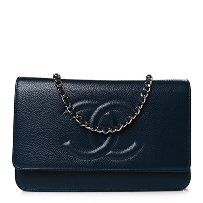Chanel Caviar Timeless CC Wallet on Chain WOC Navy Blue 1 of 10