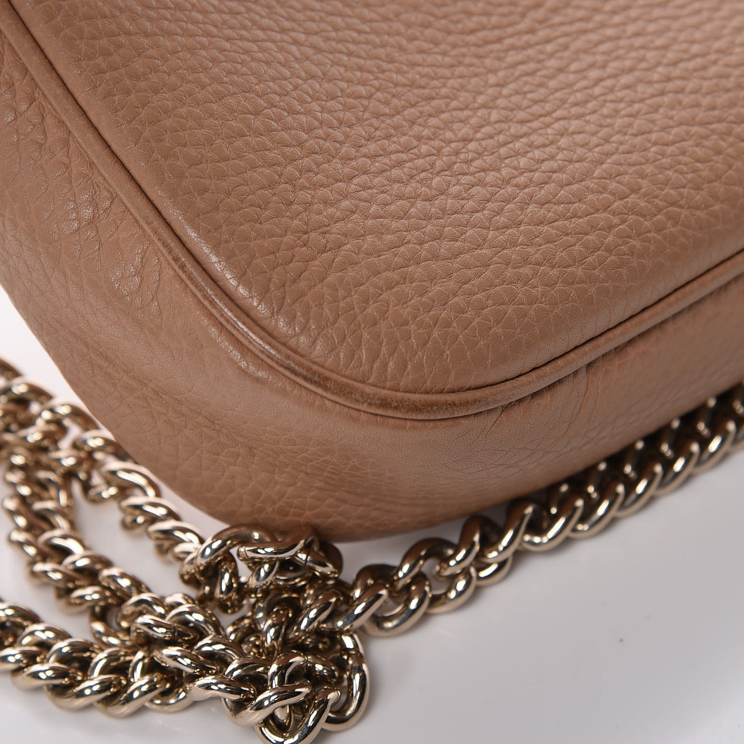 Pebbled Calfskin Medium Soho Flap Crossbody Camelia