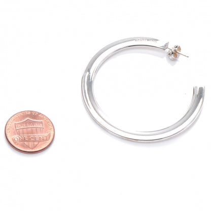 Tiffany Sterling Silver 1837 Flat Hoop Earrings 2 of 5