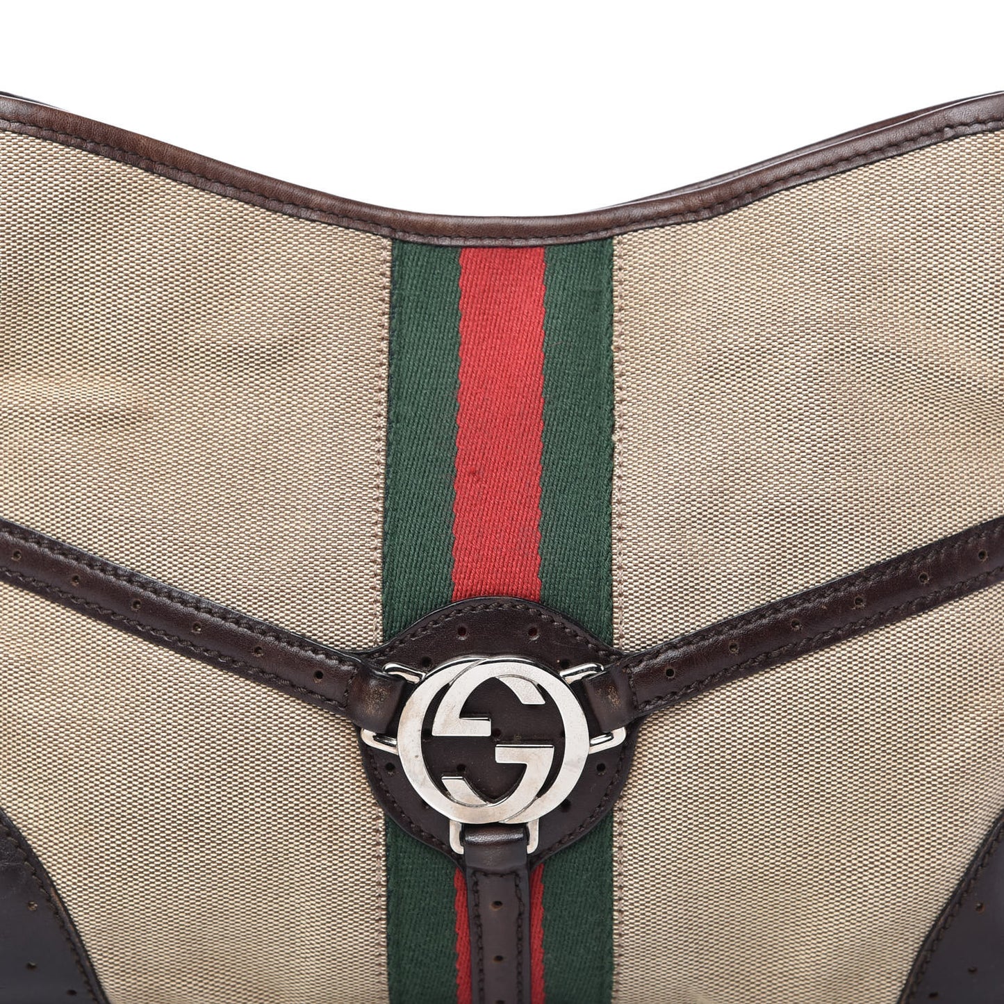 Canvas Web GG Reins Shoulder Bag Brown