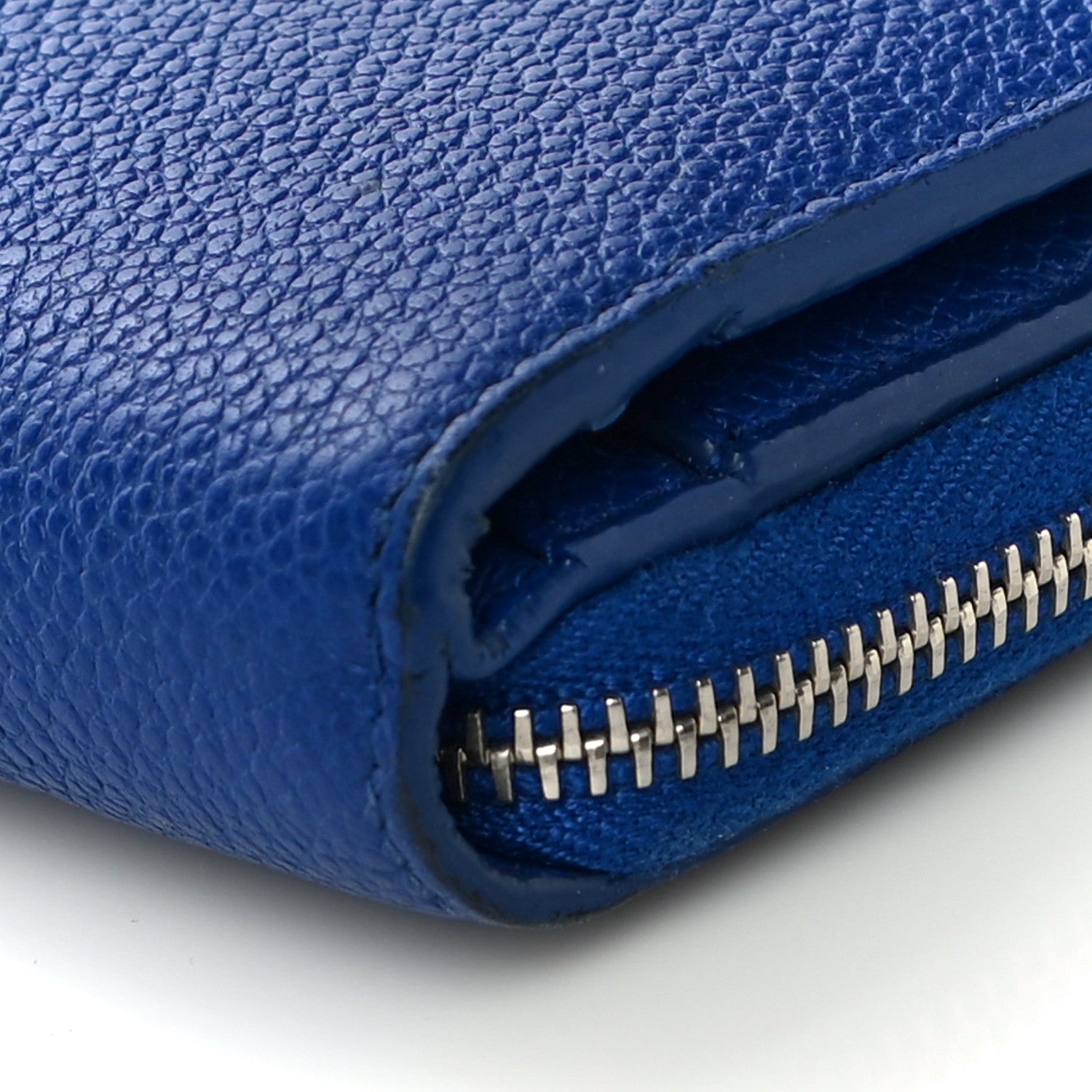 Saint Laurent Grained Calfskin Rive Gauche Compact Zip Around Wallet Royal Blue 10 of 10
