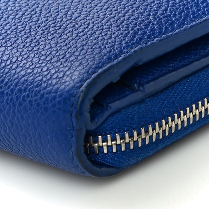 Saint Laurent Grained Calfskin Rive Gauche Compact Zip Around Wallet Royal Blue 10 of 10