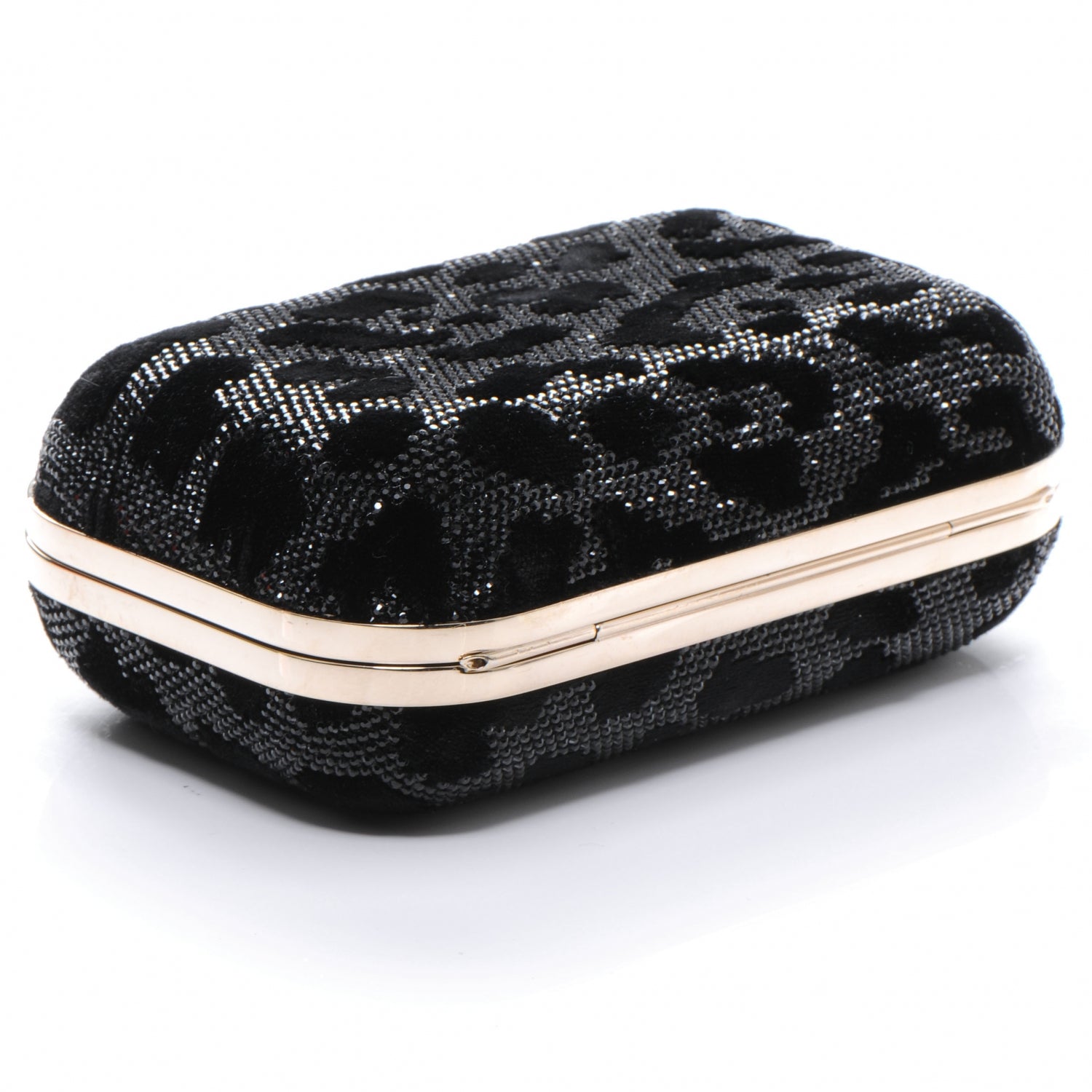 Jimmy Choo Velvet Cloud Stone Embellished Clutch Black 4 of 6