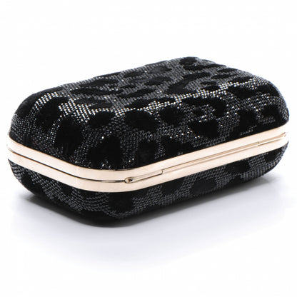 Jimmy Choo Velvet Cloud Stone Embellished Clutch Black 4 of 6