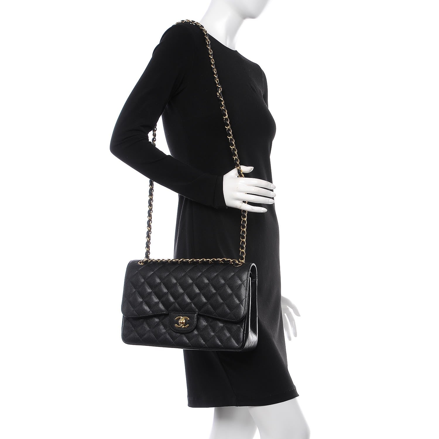 Chanel Caviar Quilted Jumbo Double Flap Black 3 of 8