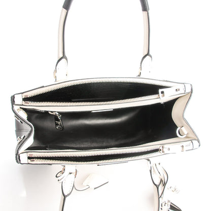 Prada Saffiano Lux Small Bi-Color Galleria Double Zip Tote Black White 5 of 7