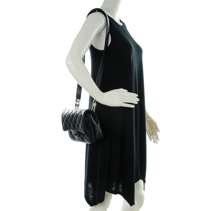 Chanel Shiny Goatskin Quilted Small Double Carry Waist Chain Flap Black 2 of 9