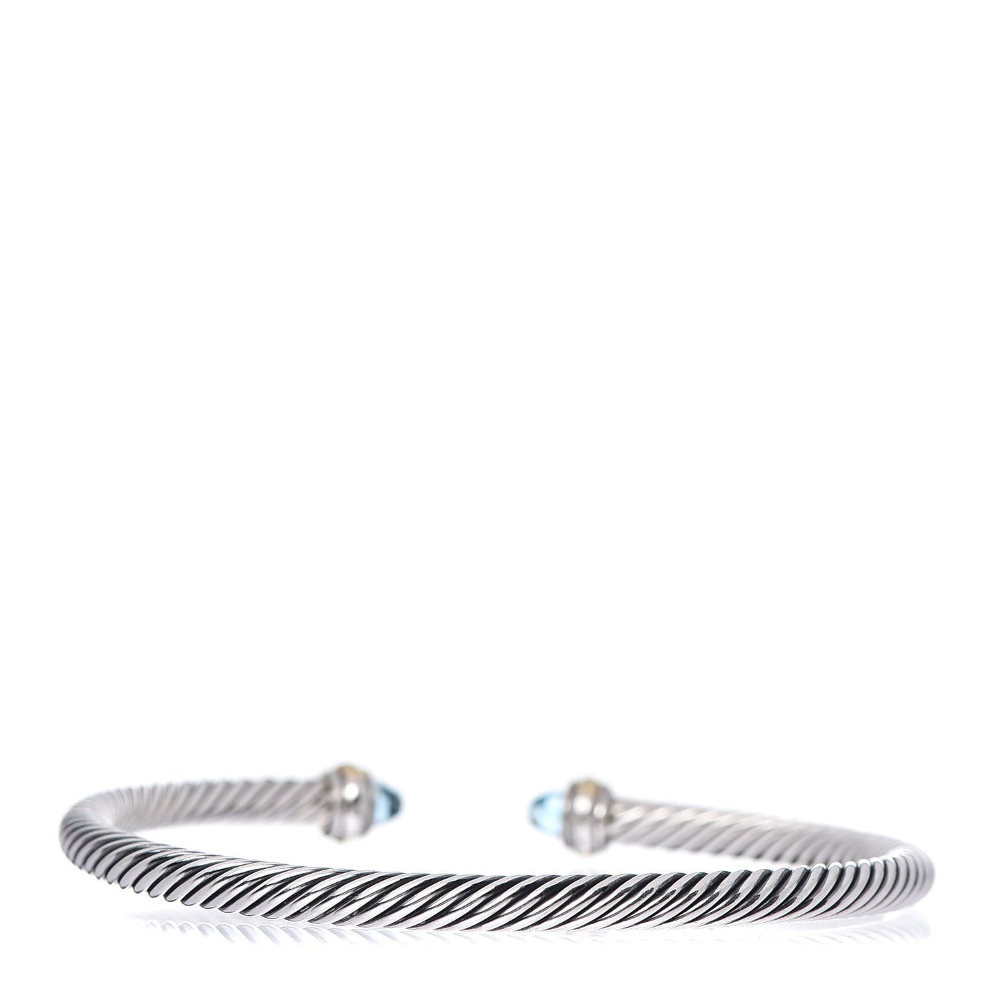 Sterling Silver 18K Yellow Gold Blue Topaz 4mm Cable Classics Bracelet