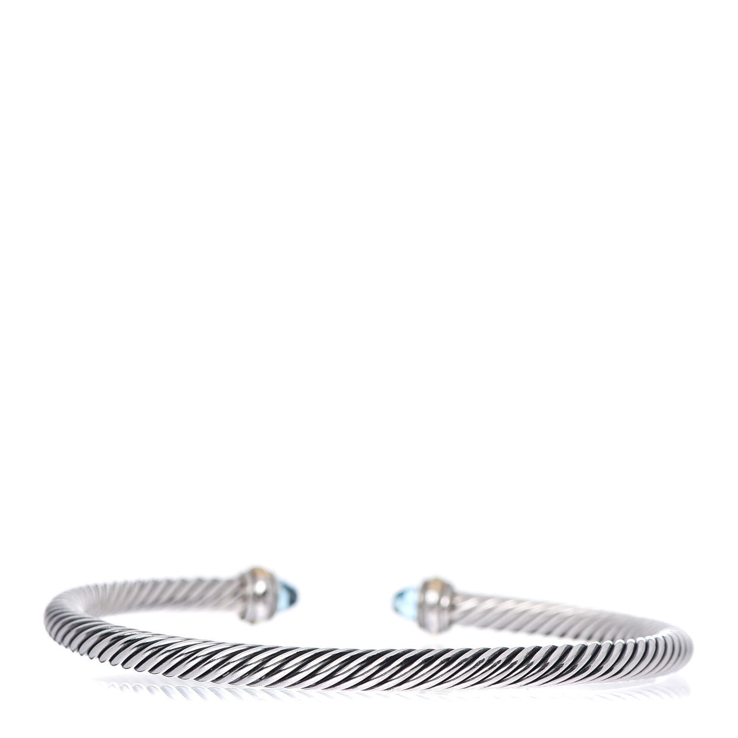 David Yurman Sterling Silver 18K Yellow Gold Blue Topaz 4mm Cable Classics Bracelet 3 of 4