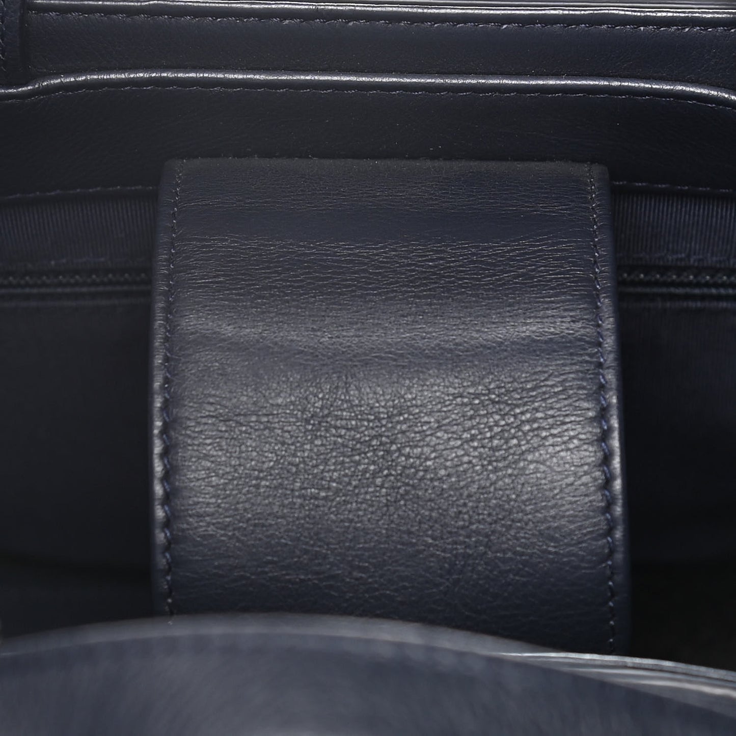 Calfskin Stitched Large Straight Lines Shopping Tote Navy