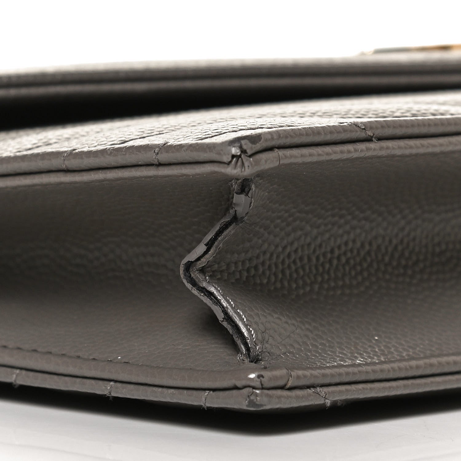 Saint Laurent Grain De Poudre Matelasse Chevron Monogram Envelope Chain Wallet Earth 10 of 15