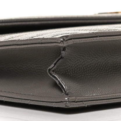 Saint Laurent Grain De Poudre Matelasse Chevron Monogram Envelope Chain Wallet Earth 10 of 15