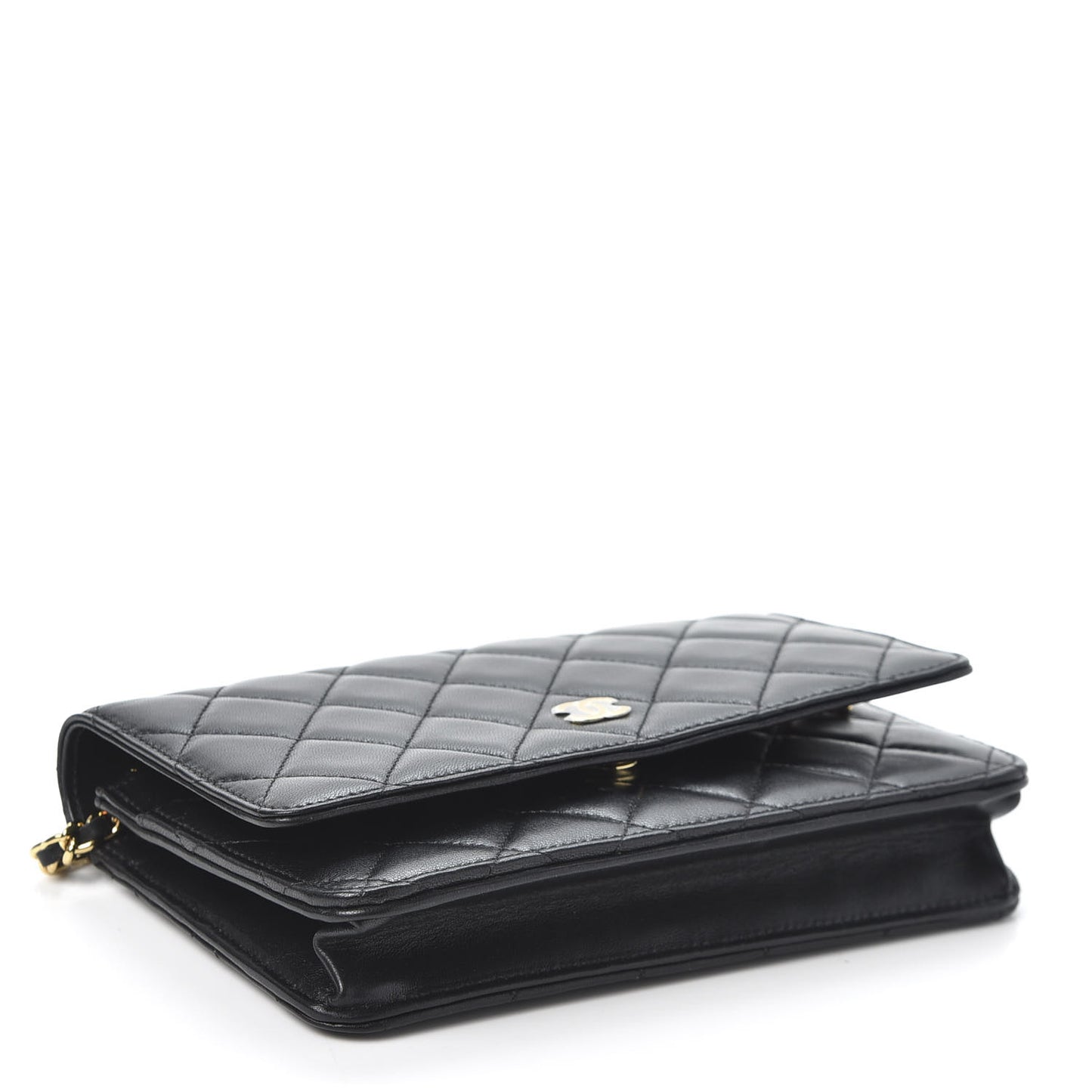 Lambskin Quilted Wallet On Chain WOC Black