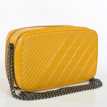 Chanel Glazed Calfskin Quilted Large Coco Boy Camera Bag Yellow 4 of 13