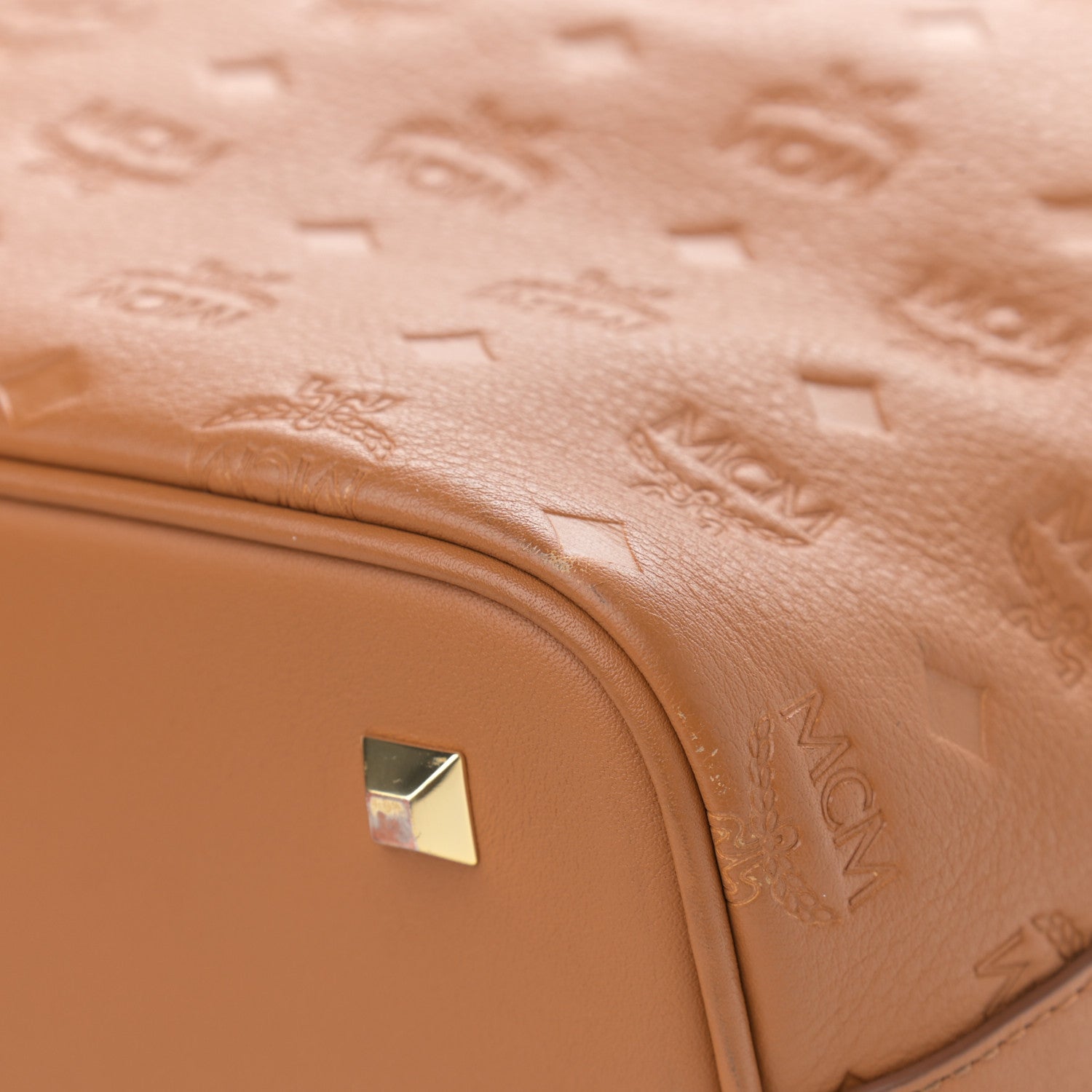 MCM Calfskin Ottomar Monogram Essential Bucket Cognac 12 of 13