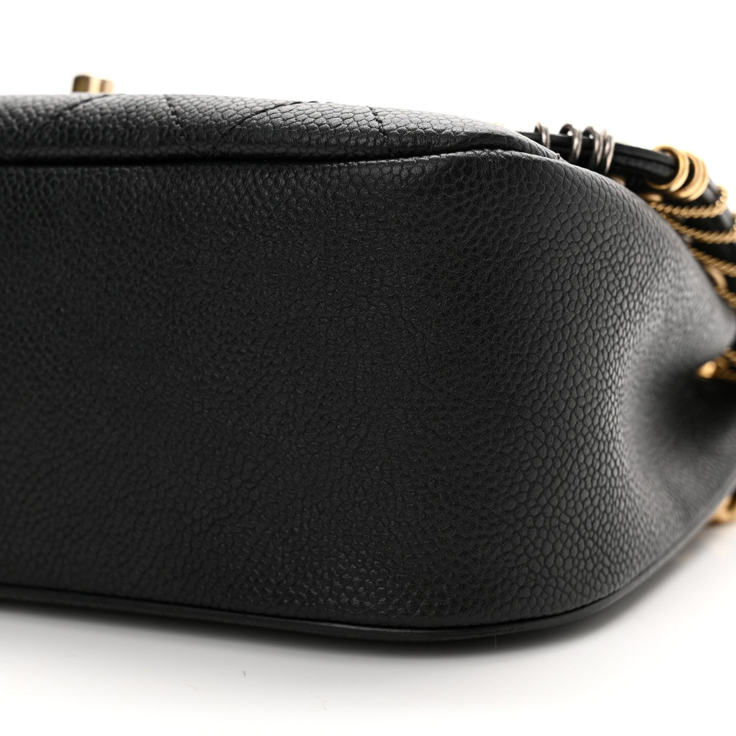 Chanel Caviar Quilted Grommet Embellished Small Piercing Chic Flap Bag Black 10 of 11