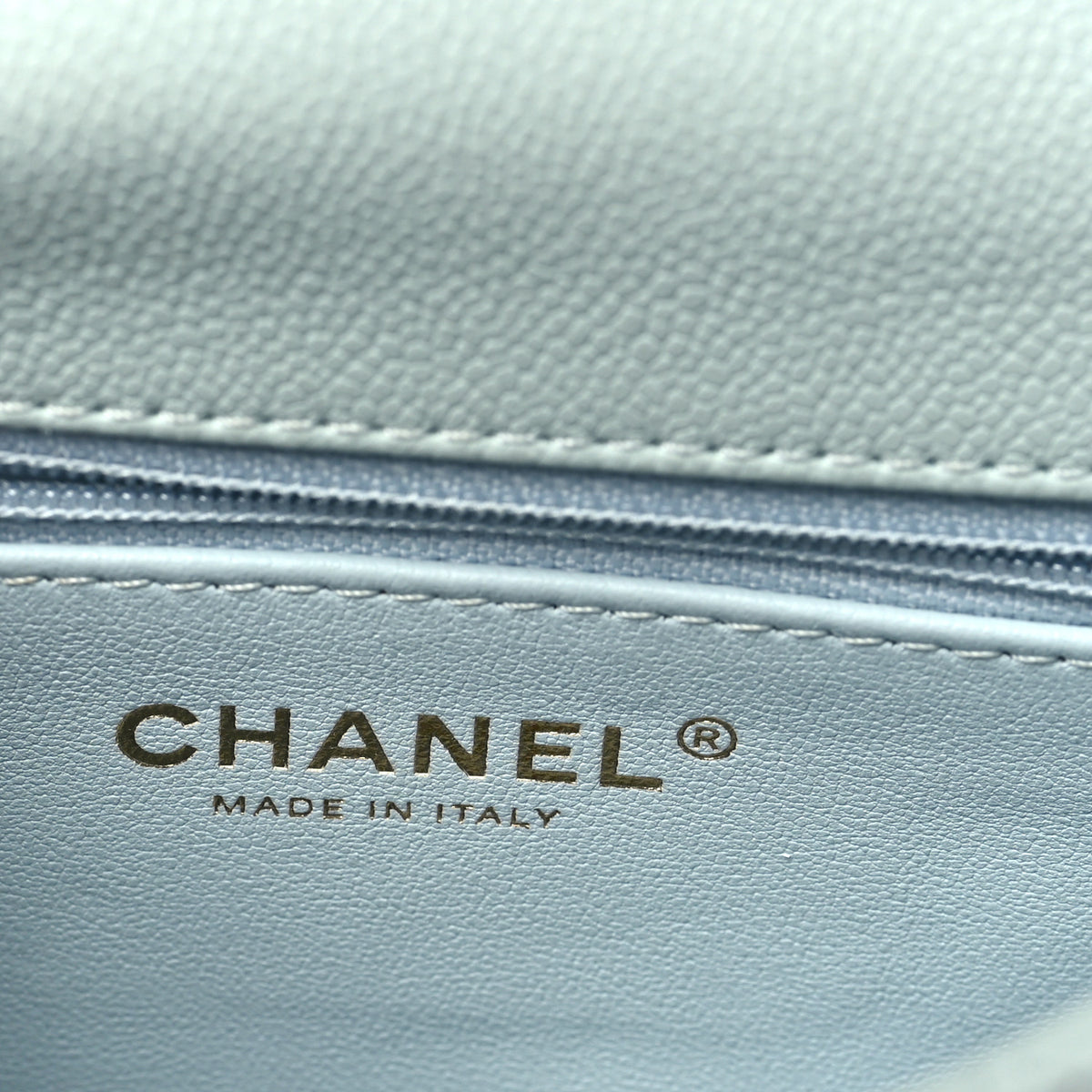 Caviar Quilted Mini Sweetheart Flap Light Blue