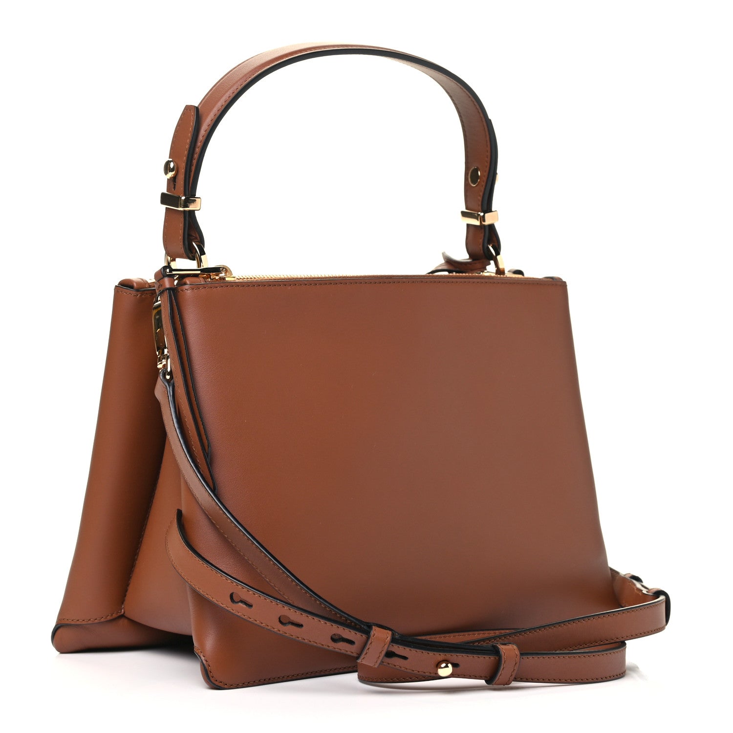 Prada New Calfskin Small Deux Shoulder Bag Cognac 2 of 4