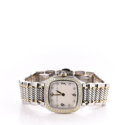 David Yurman Stainless Steel 18K Yellow Gold Diamond Mother of Pearl 25mm Thoroughbred Quartz Watch 3 of 7