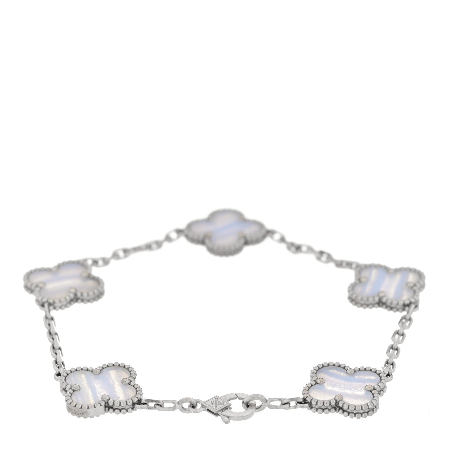 18K White Gold Chalcedony 5 Motifs Vintage Alhambra Bracelet