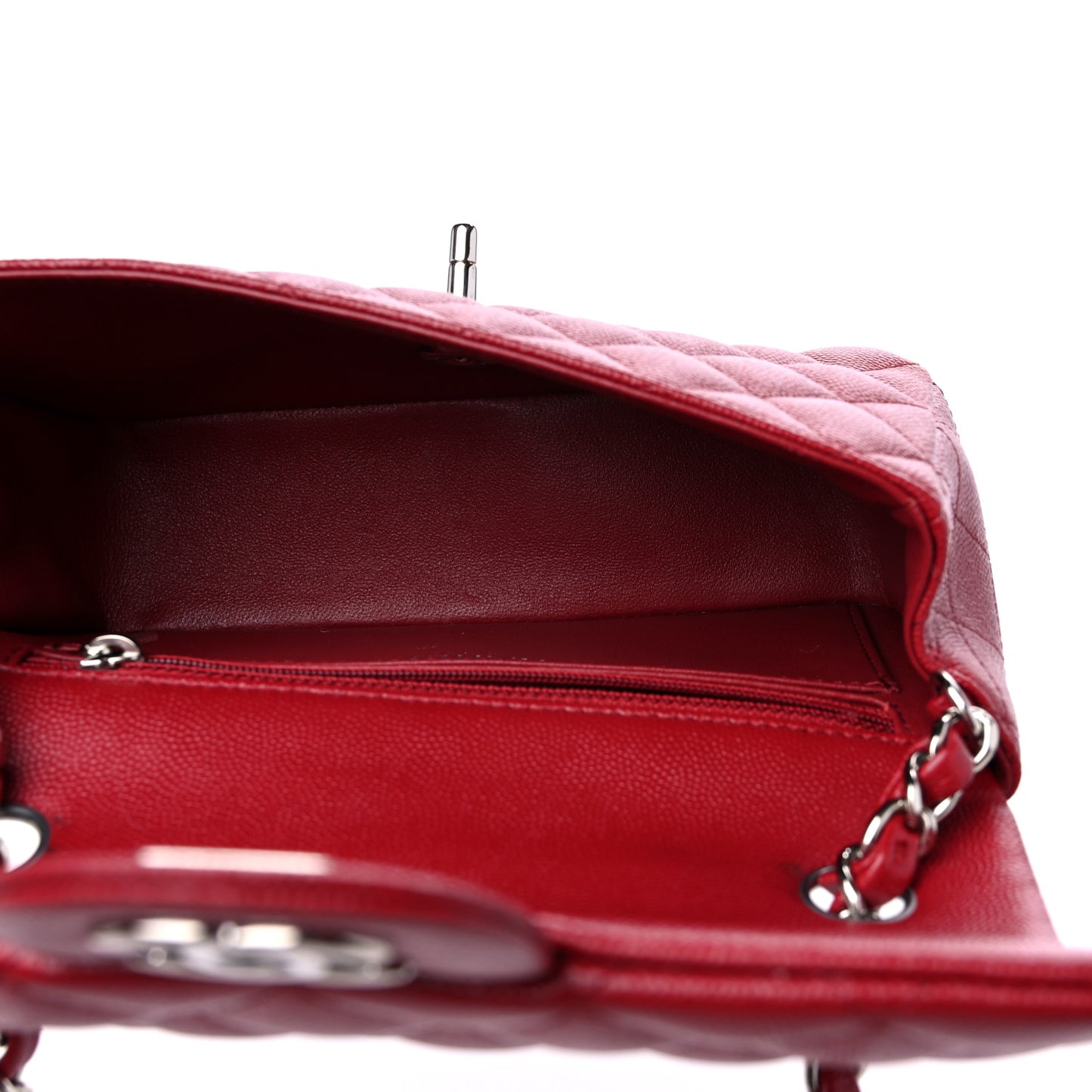 Caviar Quilted Mini Rectangular Flap Red