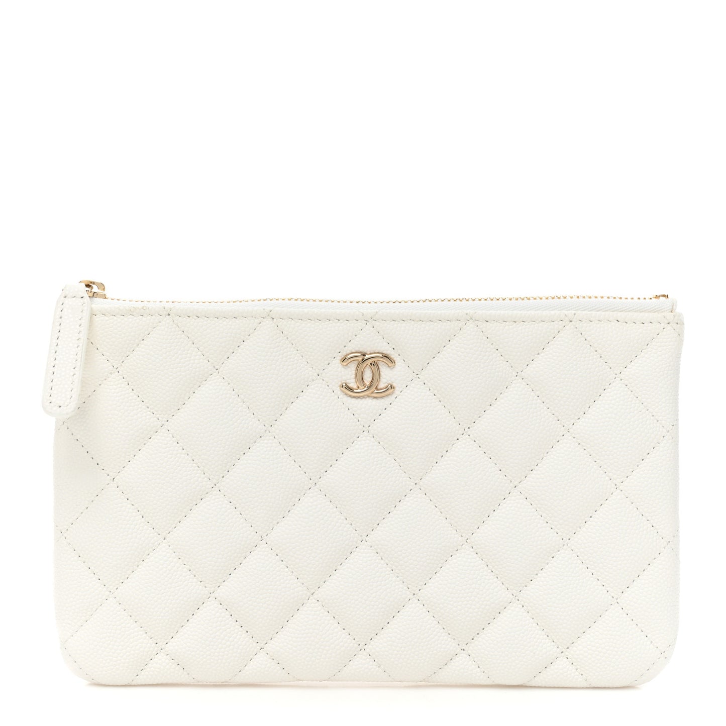Caviar Quilted Cosmetic Case White