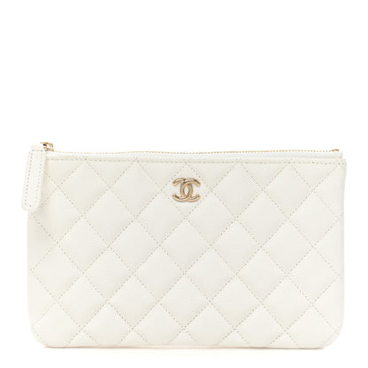 Chanel Caviar Quilted Cosmetic Case White 1 of 10