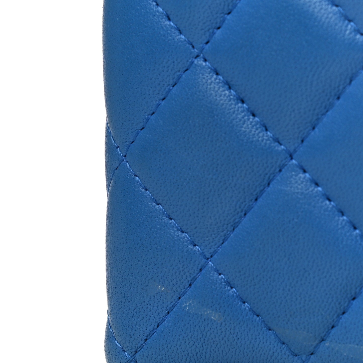 Lambskin Quilted Card Holder Wallet Blue