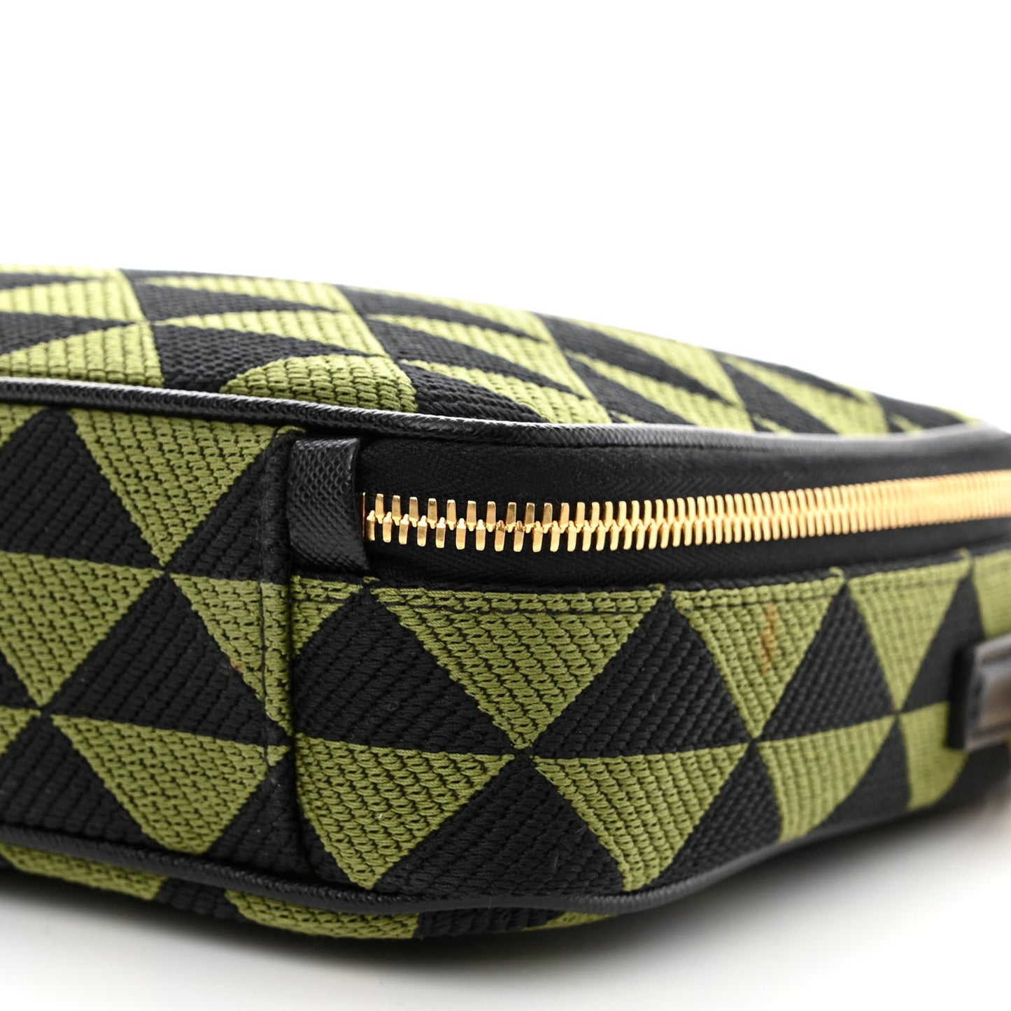 Jacquard Saffiano Triangolo Symbole Embroidered Medium Shoulder Bag Black Edera