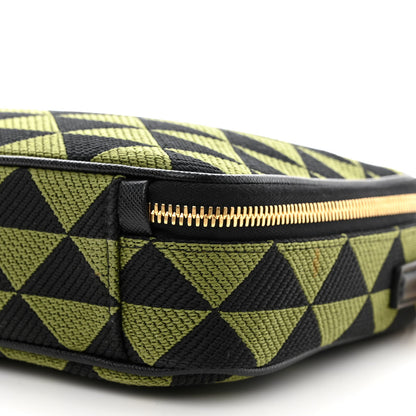 Prada Jacquard Saffiano Triangolo Symbole Embroidered Medium Shoulder Bag Black Edera 11 of 12