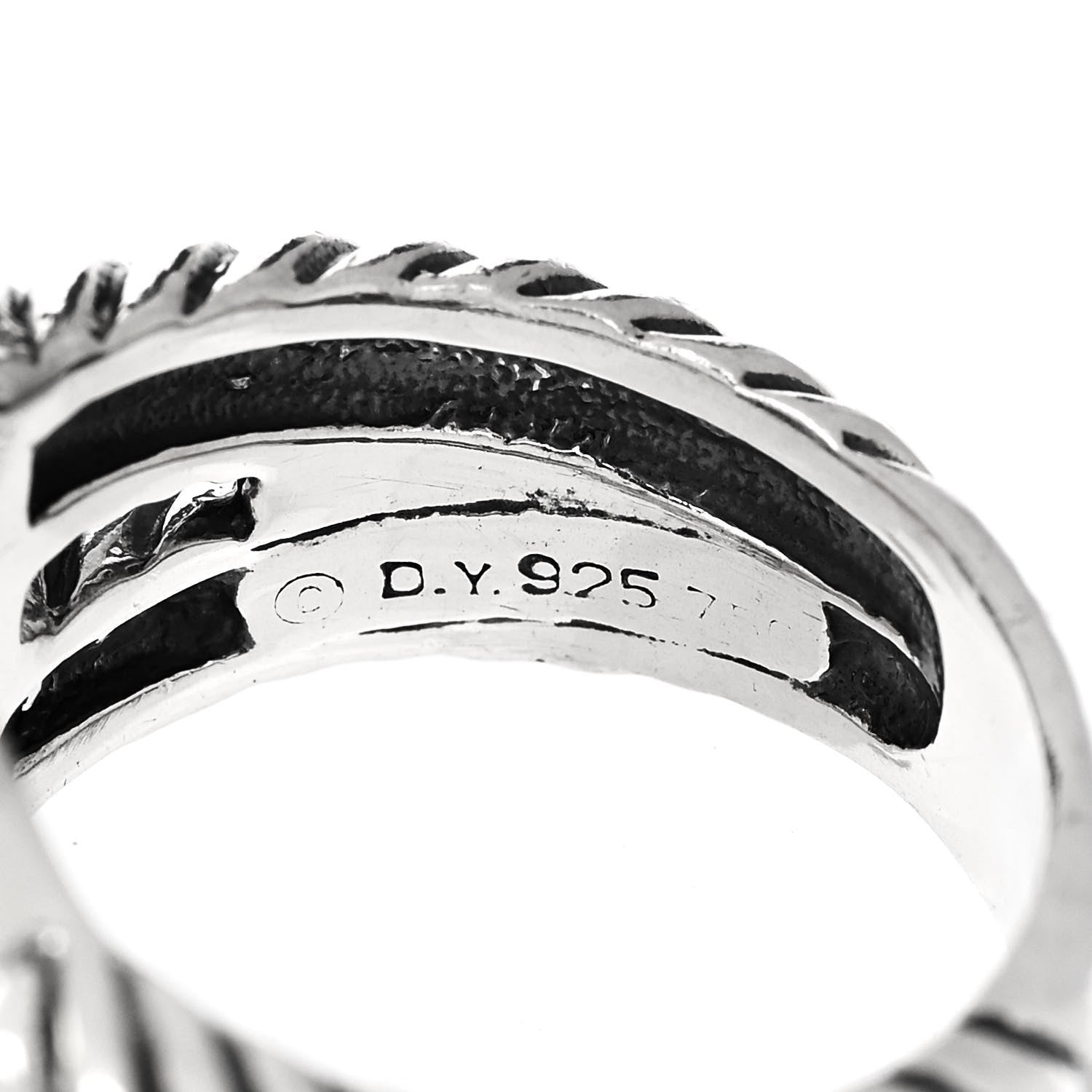 David Yurman Sterling Silver 18K Yellow Gold Diamond Smoky Quartz 11mm Albion Ring 49 4.75 5 of 5