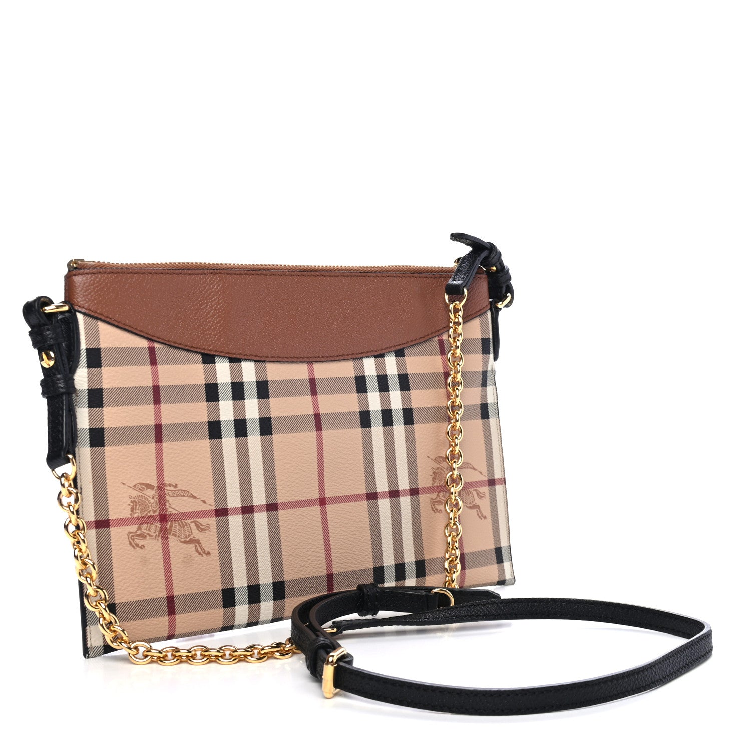 Burberry Haymarket Check Peyton Crossbody Clutch Bag Toffee 2 of 4